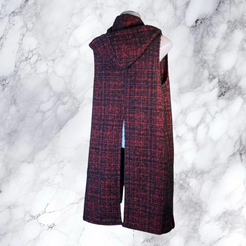 BCBGeneration Gigi Boucle Tweed Vest in Red/Black Combo